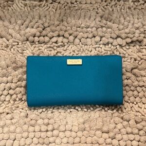 kate spade teal blue Madison Slim Bi-fold wallet